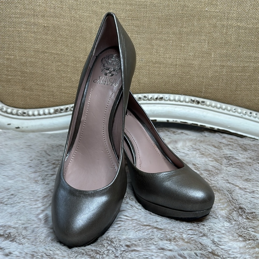 Vince Camuto | Taupe Metallic Platform Round Toe Stiletto